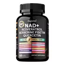 NAD+, Resveratrol, Quercetin, Berberine Fisetin-Cellular Health, Healthy Aging, Vitamin K2, Vitamin D3, One-Stop Approach,1000Mg