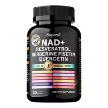 NAD+, Resveratrol, Quercetin, Berberine Fisetin-Cellular Health, Healthy Aging, Vitamin K2, Vitamin D3, One-Stop Approach,1000Mg